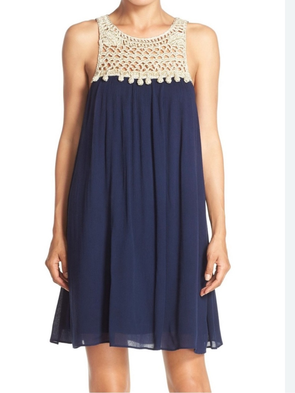 Lilly Pulitzer size S navy Rachelle Crinkle Gauze mini Dress...
